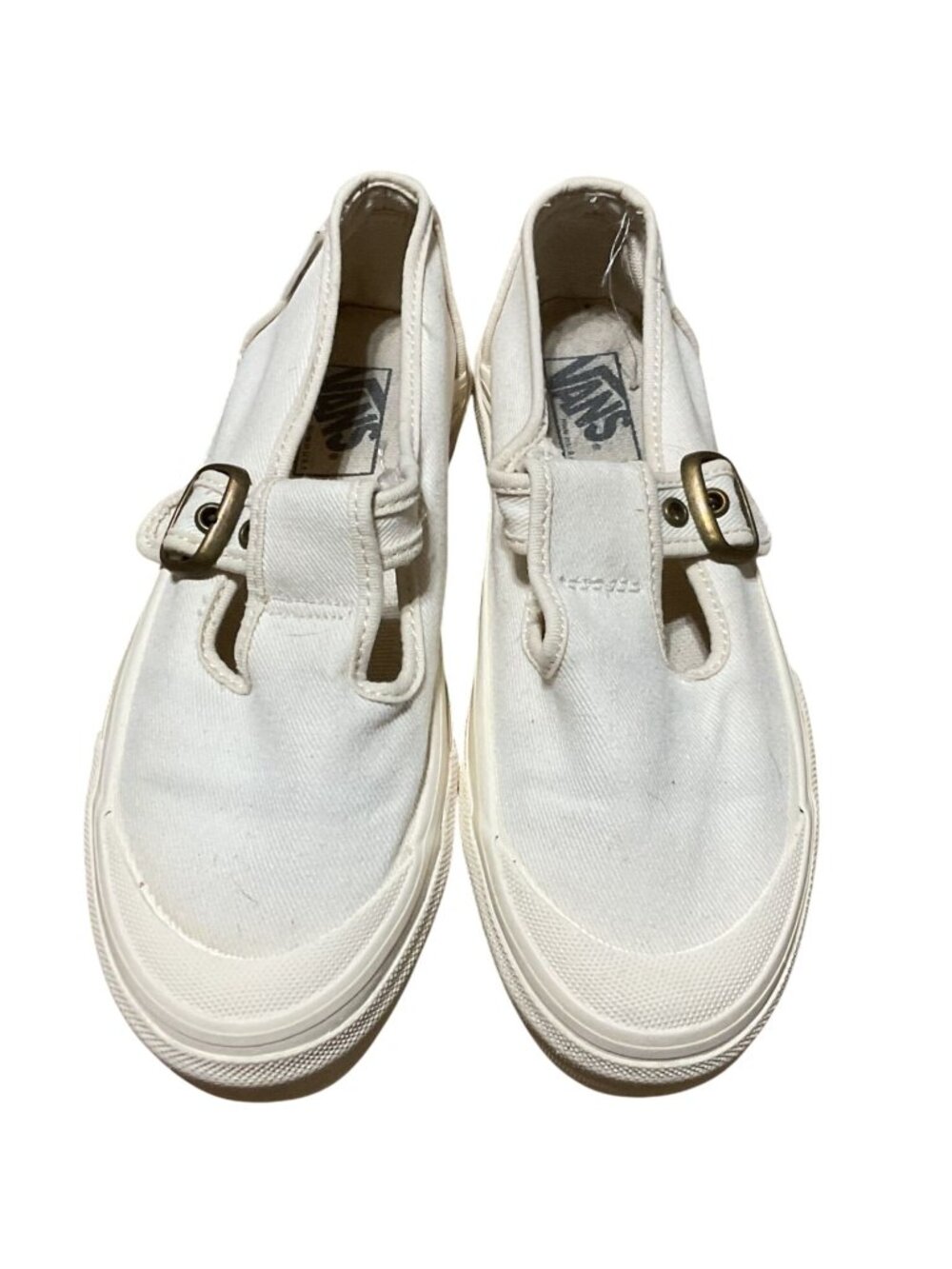 Vintage Vans Mary Jane Shoes Size 7.5 Off White Made In USA Buckle Closure